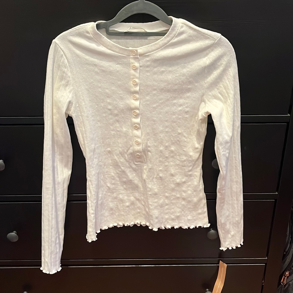 White Reformation long sleeve T-shirt.